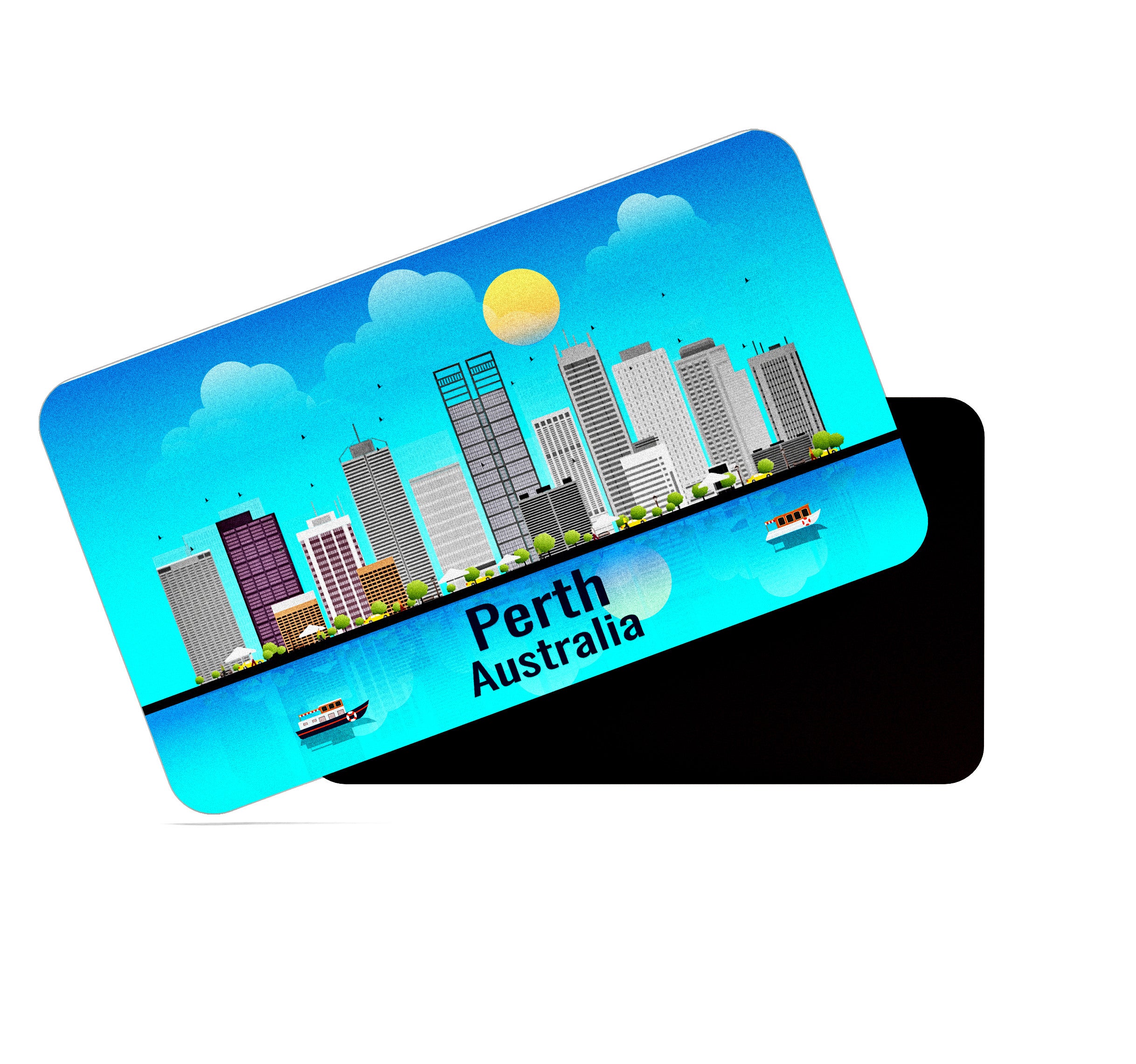 dhcrafts Rectangular Fridge Magnet Blue Australia Perth Design Pack of 1 (8.6cm x 5.4cm)